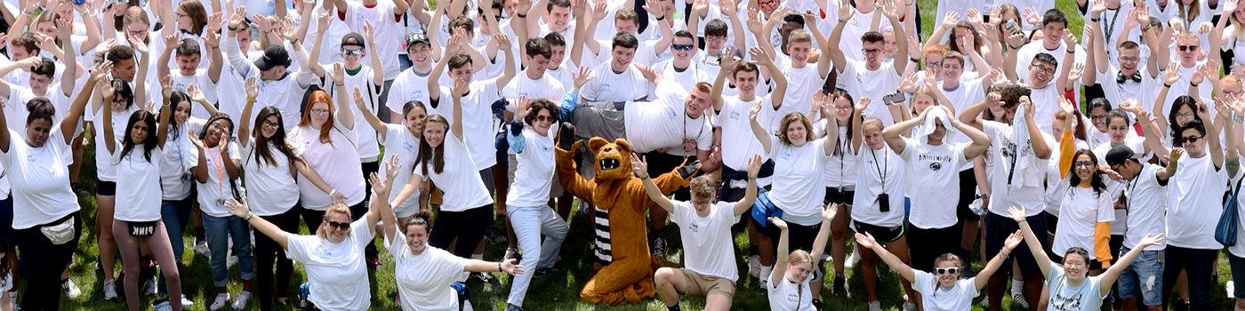 Students celebrate at a Friends for Life event during New Student Orientation